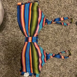 colorful stripped bikini top